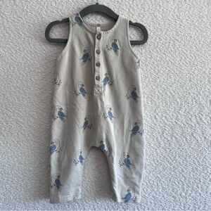 Rylee + Cru Baby Parrot Terry Jumpsuit Beige Romper Size 0-3 Months